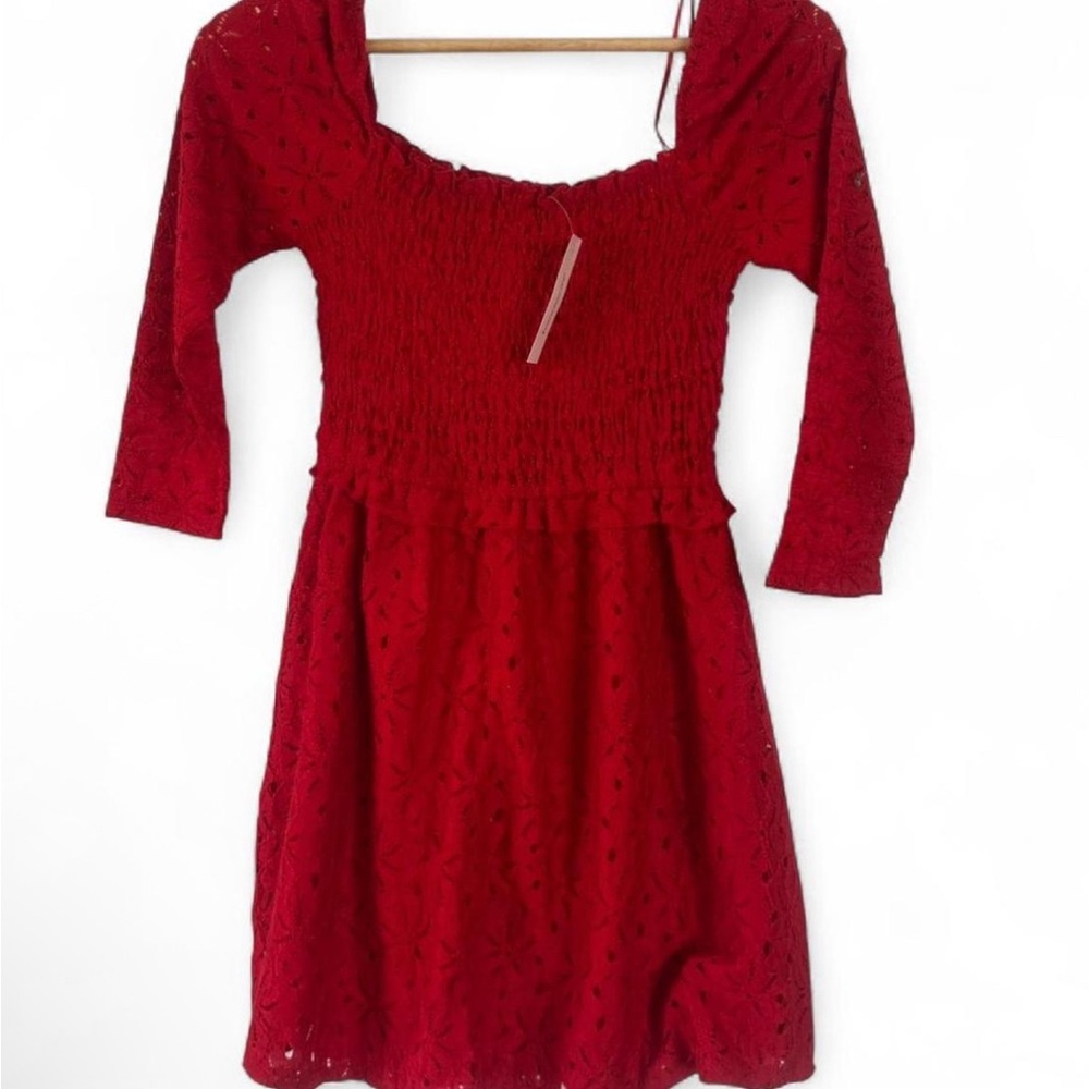 FRANCESCAS| NWT WOMENS SX SMALL Red lace dress with shoulder dress